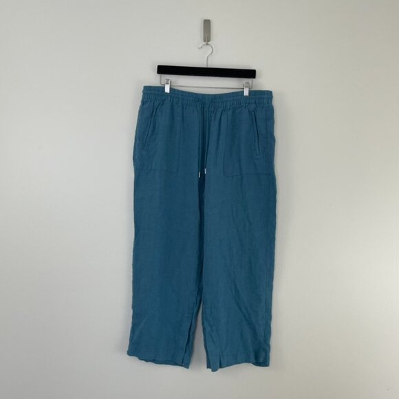 Athleta Retreat Linen High Rise Wide Leg Pants Borealis Green Size 18 - Picture 1 of 7
